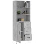 Credenza Grigio Cemento 69,5x34x180 cm in Legno Multistrato