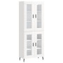 Credenza Bianco Lucido 69,5x34x180 cm in Legno Multistrato