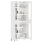 Credenza Bianco Lucido 69,5x34x180 cm in Legno Multistrato