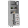 Credenza Grigio Cemento 69,5x34x180 cm in Legno Multistrato