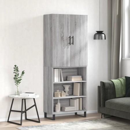 Credenza Grigio Sonoma 69,5x34x180 cm in Legno Multistrato