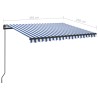 Tenda da Sole Retrattile Manuale con LED 3,5x2,5m Blu e Bianca