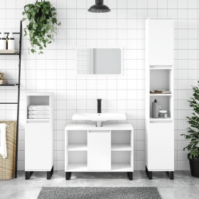 Set Mobili da Bagno 3 pz Bianco in Legno Multistrato