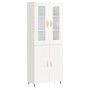 Credenza Bianco Lucido 69,5x34x180 cm in Legno Multistrato