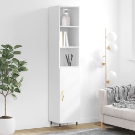 Credenza 34,5x34x180 cm in Legno Multistrato Bianco Lucido