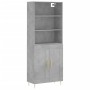 Credenza Grigio Cemento 69,5x34x180 cm in Legno Multistrato