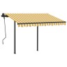 Tenda da Sole Retrattile Manuale con LED 3,5x2,5m Gialla Bianca