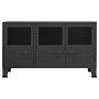 Credenza Nera Industriale 105x35x62 cm in Metallo e Vetro