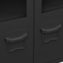 Credenza Nera Industriale 105x35x62 cm in Metallo e Vetro