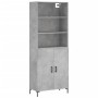 Credenza Grigio Cemento 69,5x34x180 cm in Legno Multistrato