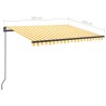 Tenda da Sole Retrattile Manuale con LED 3,5x2,5m Gialla Bianca