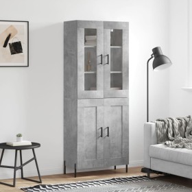 Credenza Grigio Cemento 69,5x34x180 cm in Legno Multistrato