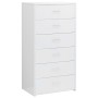 Credenza 6 Cassetti Bianco Lucido 50x34x96 cm Legno Multistrato