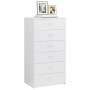 Credenza 6 Cassetti Bianco Lucido 50x34x96 cm Legno Multistrato