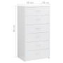 Credenza 6 Cassetti Bianco Lucido 50x34x96 cm Legno Multistrato