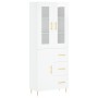 Credenza Bianco Lucido 69,5x34x180 cm in Legno Multistrato