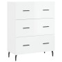 Credenza Bianco Lucido 69,5x34x180 cm in Legno Multistrato