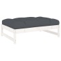 Set Divani da Giardino 4pz con Cuscini in Legno Massello Bianco