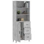 Credenza Grigio Cemento 69,5x34x180 cm in Legno Multistrato