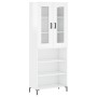 Credenza Bianco Lucido 69,5x34x180 cm in Legno Multistrato