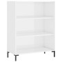 Credenza Bianco Lucido 69,5x34x180 cm in Legno Multistrato