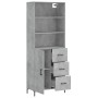 Credenza Grigio Cemento 69,5x34x180 cm in Legno Multistrato