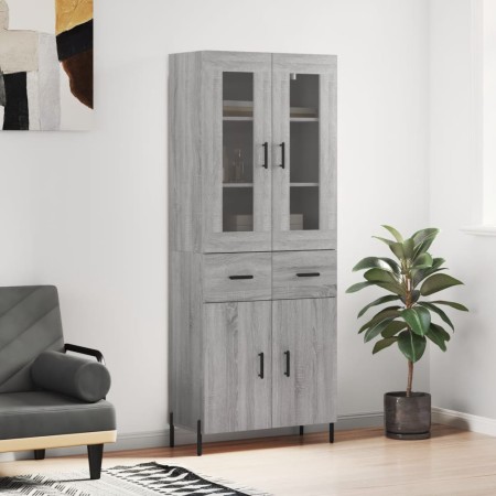 Credenza Grigio Sonoma 69,5x34x180 cm in Legno Multistrato