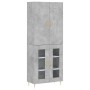 Credenza Grigio Cemento 69,5x34x180 cm in Legno Multistrato