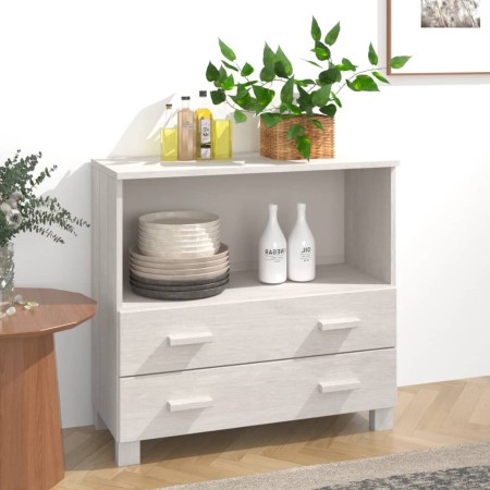 Credenza HAMAR Bianca 85x35x80 cm in Legno Massello di Pino