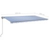Tenda da Sole Retrattile Automatica con Pali 6x3 m Blu e Bianca