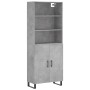 Credenza Grigio Cemento 69,5x34x180 cm in Legno Multistrato