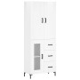 Credenza Bianco Lucido 69,5x34x180 cm in Legno Multistrato