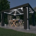 Gazebo con Tende e Stringa di Luci LED 4x3 m Antracite