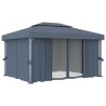 Gazebo con Tende e Stringa di Luci LED 4x3 m Antracite