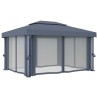 Gazebo con Tende e Stringa di Luci LED 4x3 m Antracite