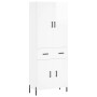 Credenza Bianco Lucido 69,5x34x180 cm in Legno Multistrato