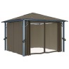 Gazebo con Tende e Luci LED 300x300 cm Grigio Talpa Alluminio