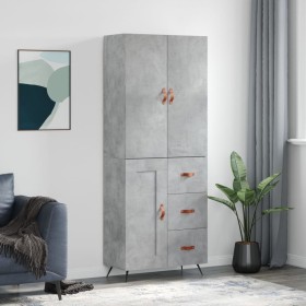 Credenza Grigio Cemento 69,5x34x180 cm in Legno Multistrato