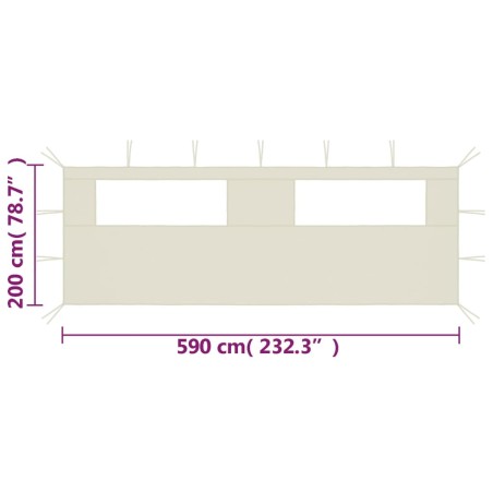 Parete con Finestre per Gazebo 6x2 m Crema