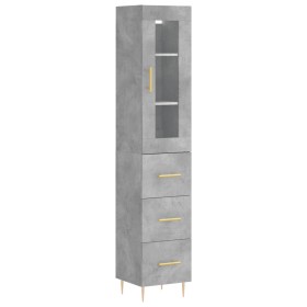 Credenza Grigio Cemento 34,5x34x180 cm in Legno Multistrato