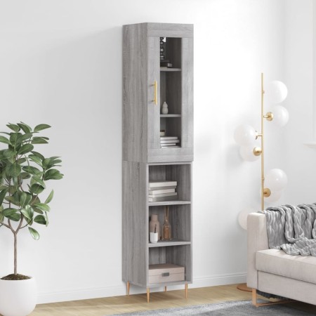 Credenza Grigio Sonoma 34,5x34x180 cm in Legno Multistrato