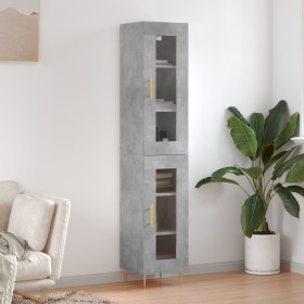 Credenza Grigio Cemento 34,5x34x180 cm in Legno Multistrato