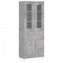 Credenza Grigio Cemento 69,5x34x180 cm in Legno Multistrato