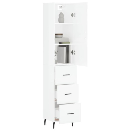 Credenza 34,5x34x180 cm in Legno Multistrato Bianco Lucido