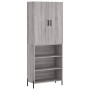 Credenza Grigio Sonoma 69,5x34x180 cm in Legno Multistrato