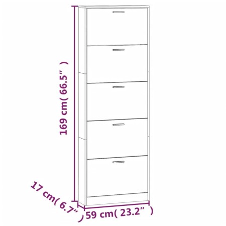 Scarpiera Rovere Fumo 59x17x169 cm in Legno Multistrato