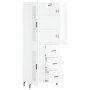 Credenza Bianco Lucido 69,5x34x180 cm in Legno Multistrato