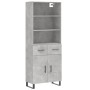 Credenza Grigio Cemento 69,5x34x180 cm in Legno Multistrato