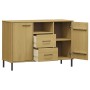 Credenza Gambe Metallo Marrone 113x40x77 cm Legno Massello OSLO