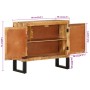 Credenza 80x30x71 cm in Legno Grezzo Massello Mango e Metallo